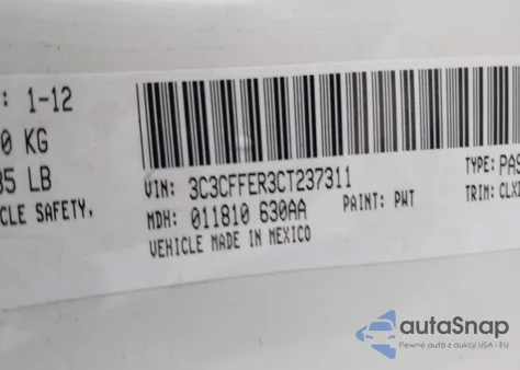 2012 Fiat 500C Lounge from USA, damaged, VIN 3C3CFFER3CT237311